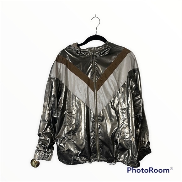 NEW ZARA Blogger Favorite Silver & Gold Metallic Color Block Jacket Size Small - Picture 5 of 8